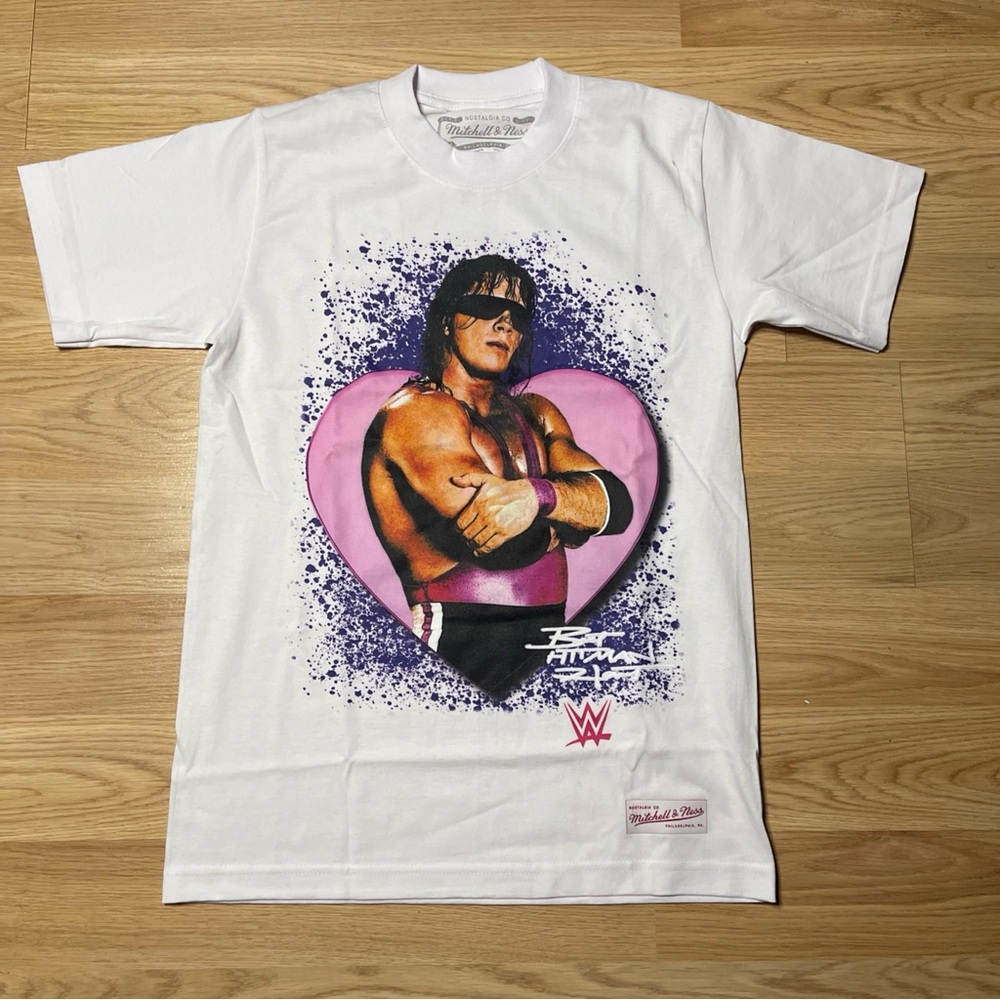 Mitchell & Ness WrestleMania Men Bret Hitman Hart Graphic T Shirt Size S NWT